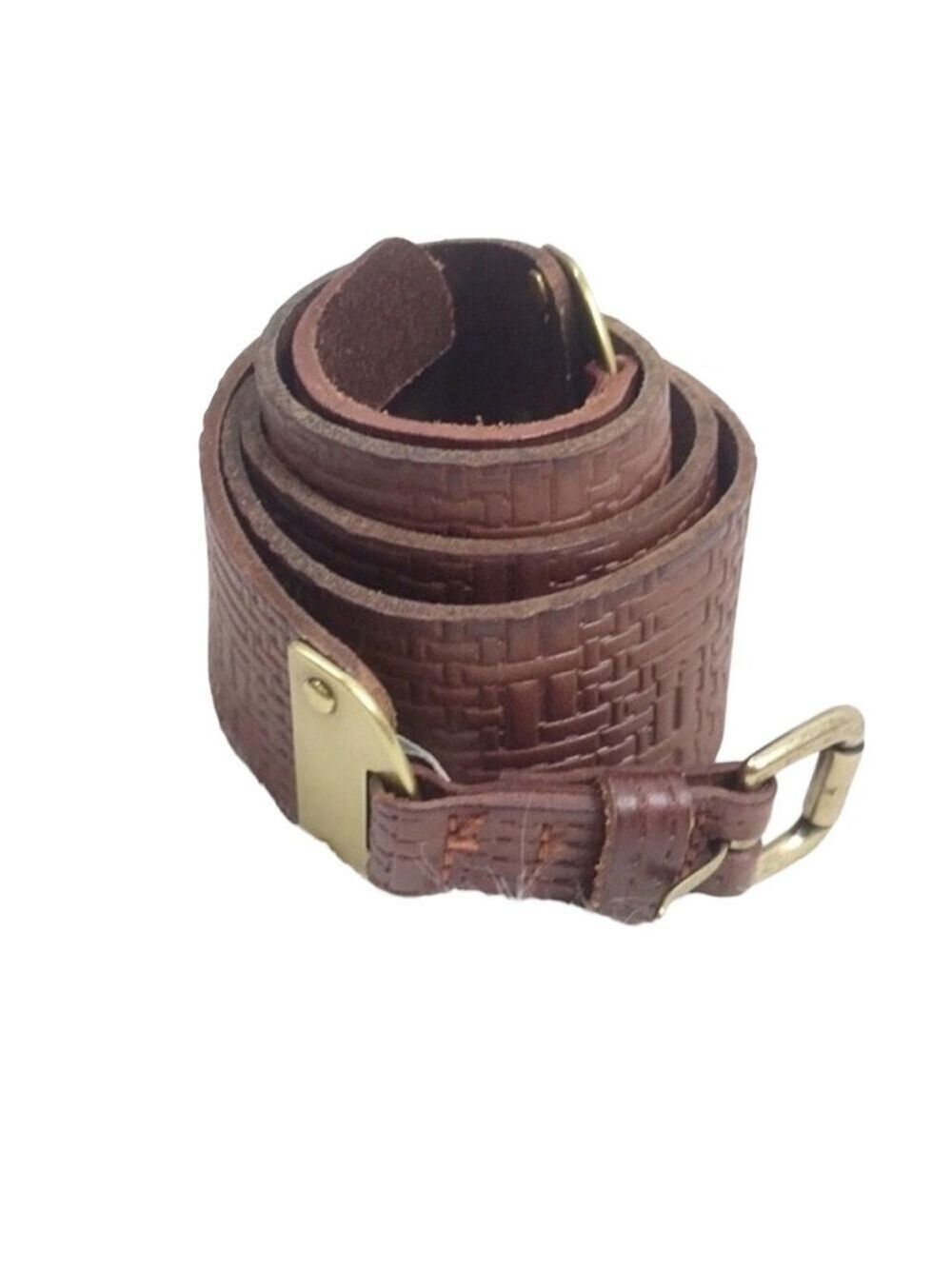 Fossil tooled weave leather belt size s/m